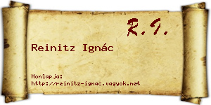 Reinitz Ignác névjegykártya